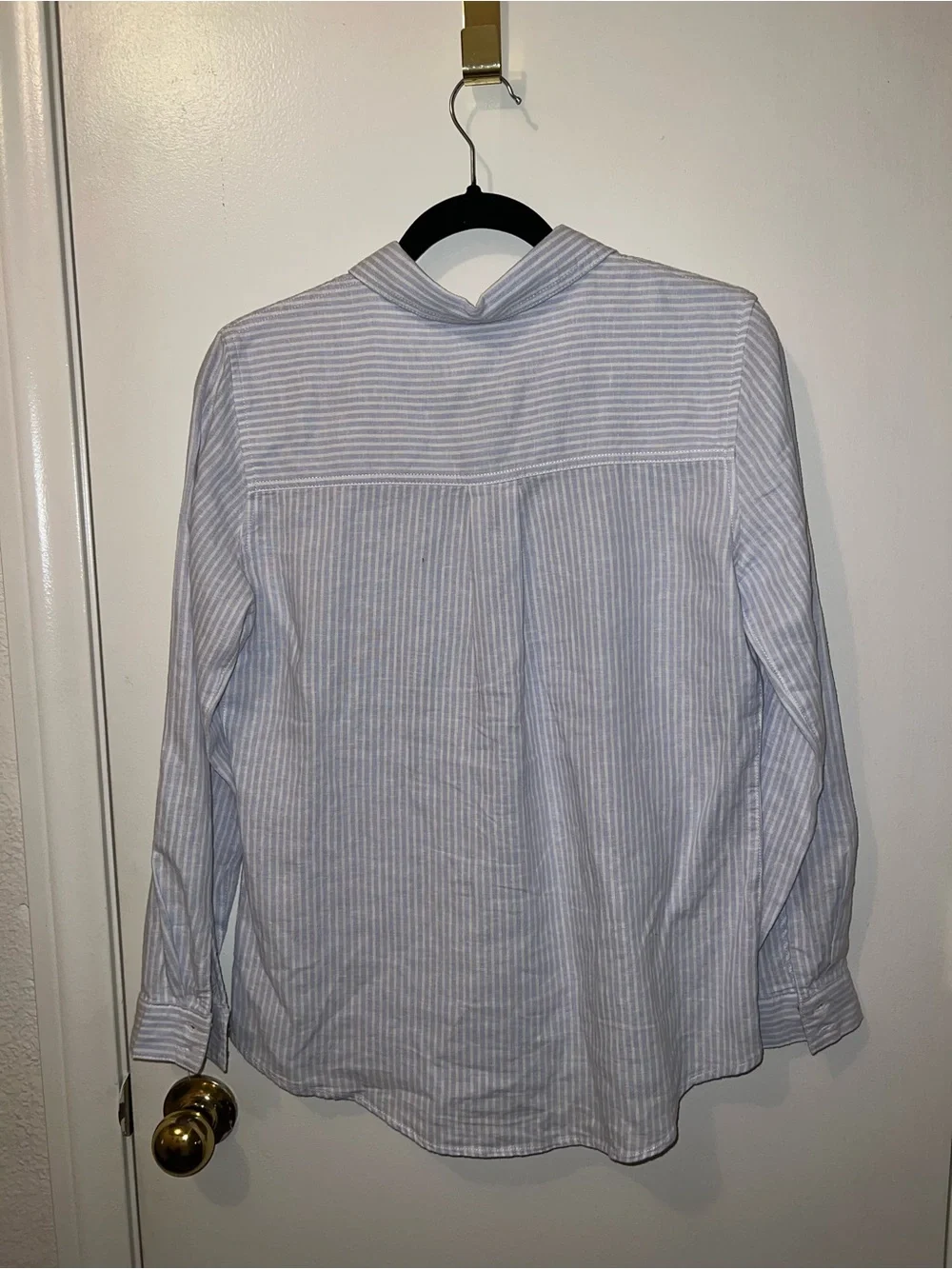 Sigrid Olsen Blue and White Striped Button-Down Shirt